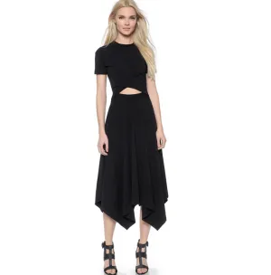 Fashion Trends Waist Cutout Cross Pleated Paneled Short Sleeve Dress
