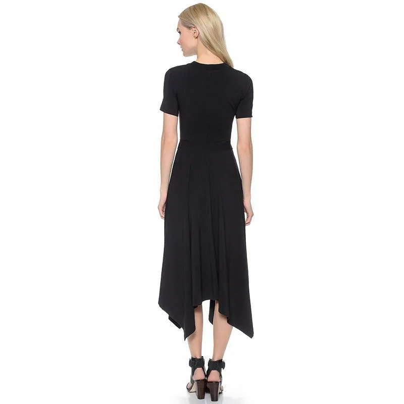 Fashion Trends Waist Cutout Cross Pleated Paneled Short Sleeve Dress
