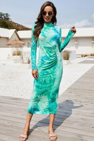 Figure-Friendly Bodycon Long Sleeve Tie Dye Dress