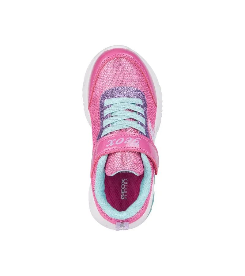 Geox Girls Pink Slip In Light Up Glitter Mesh Trainer Assister - J45E9A