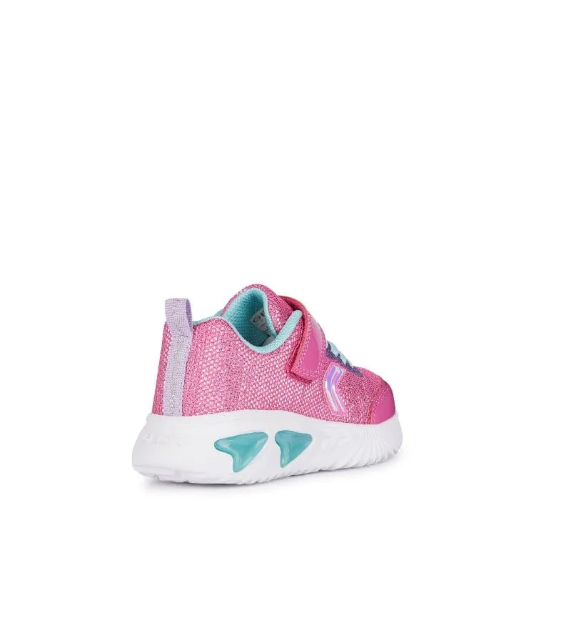 Geox Girls Pink Slip In Light Up Glitter Mesh Trainer Assister - J45E9A