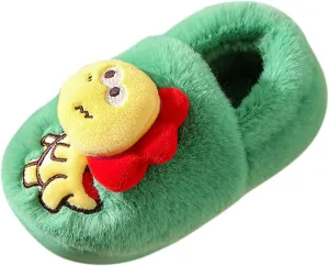 Girls Boys Cute Cartoon Slippers Toddler Winter Indoor Warm Slippers Soft Dinosaur Shoes for Girls White Dress Shoes