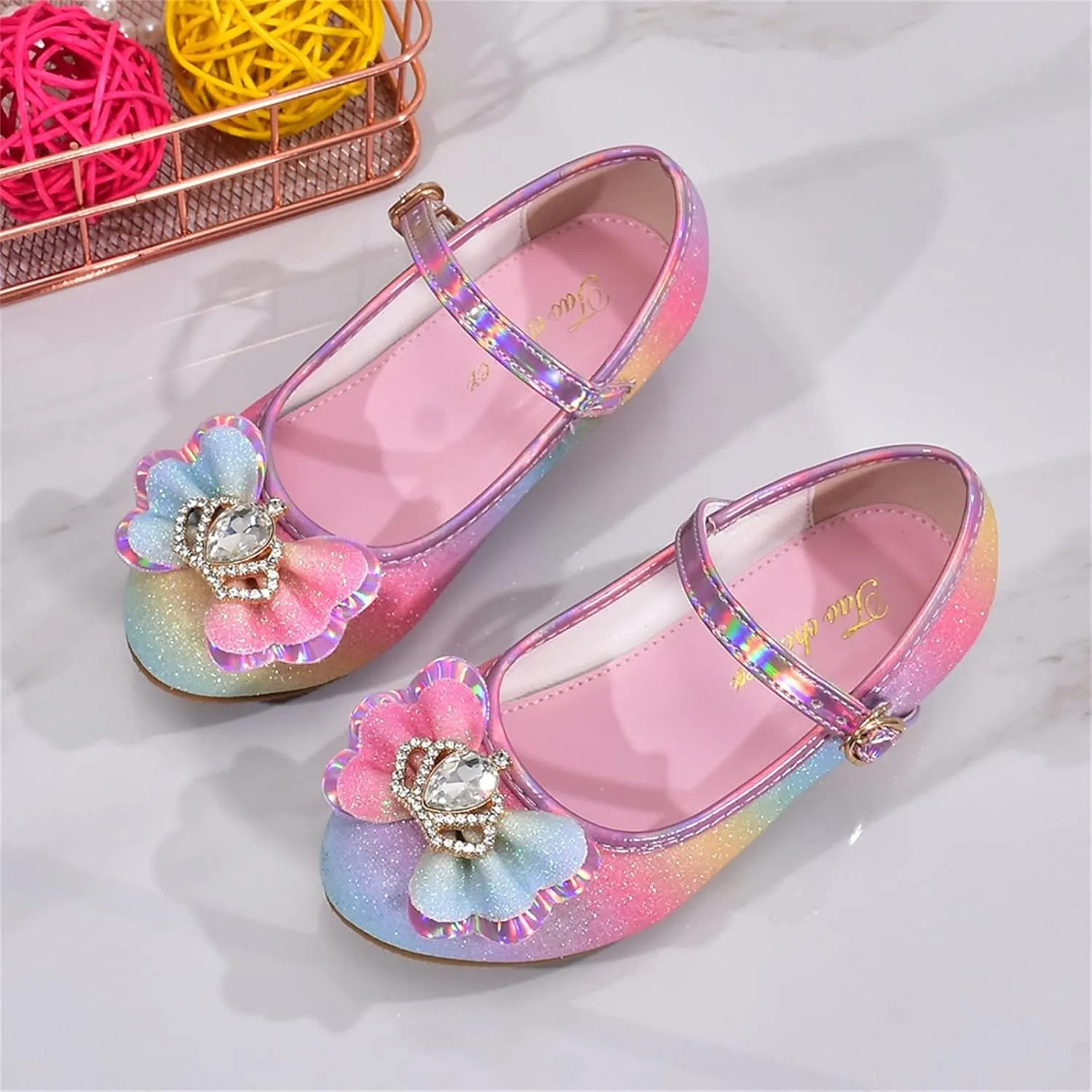 Girls Heels Dress Shoes Mary Jane Bows Pumps Lw Heel Flower Wedding Part for Toddler Little Kid