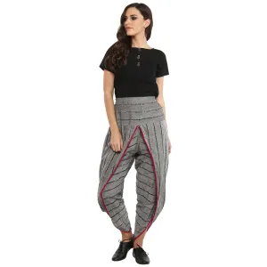 Grey Khesh Dhoti with pink pom-pom border