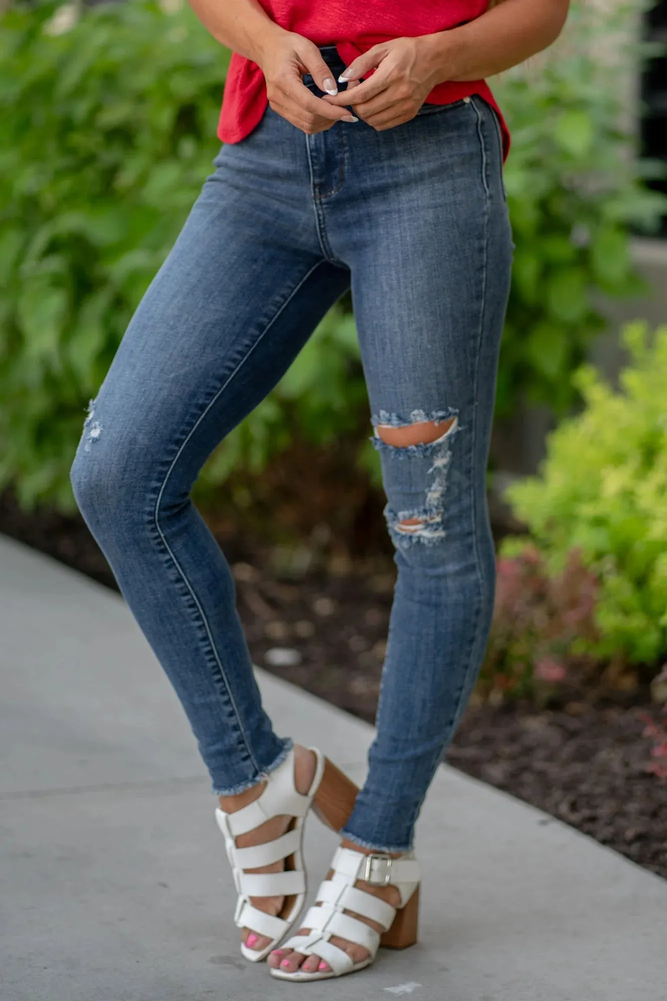 High Waist Skinny with Destroy