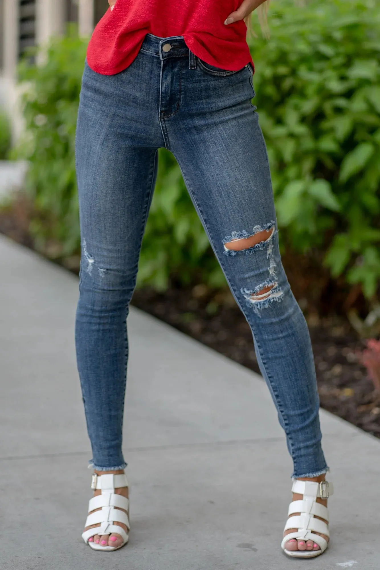 High Waist Skinny with Destroy