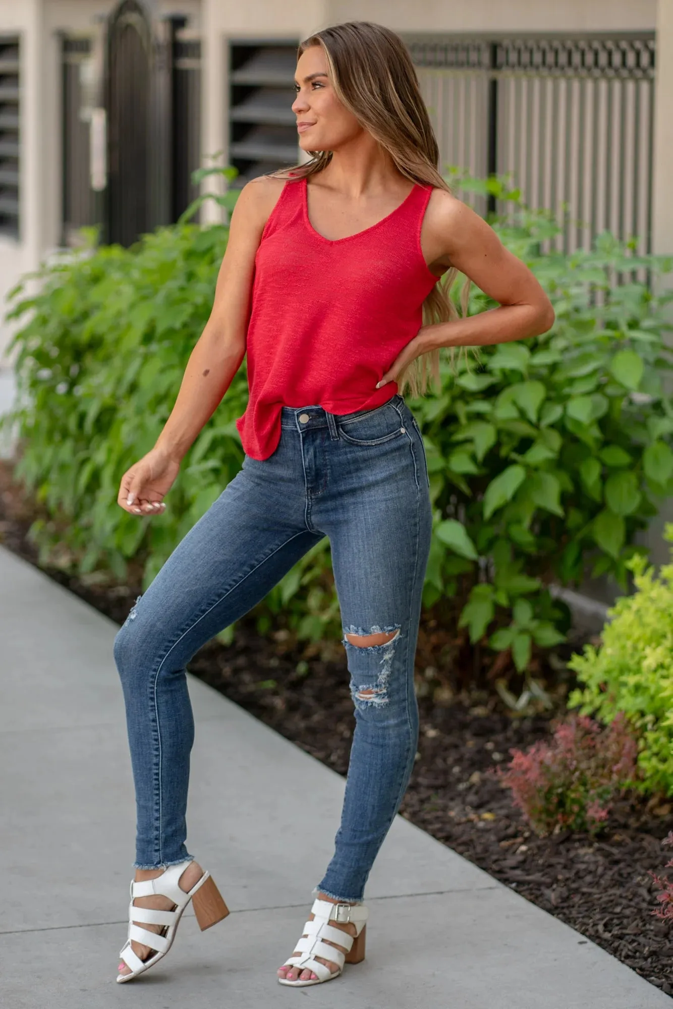 High Waist Skinny with Destroy