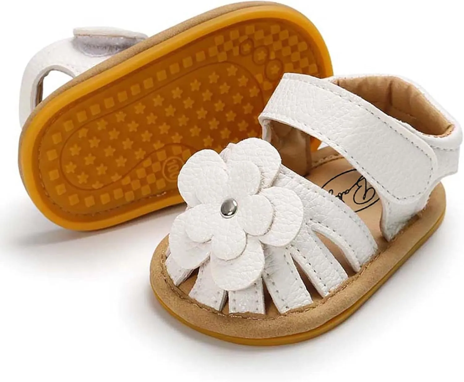 Infant Baby Girl PU Leather Flowers Sandals Soft Closed Toe Summer Princess Dress Shoes Toddler Prewalker Flats