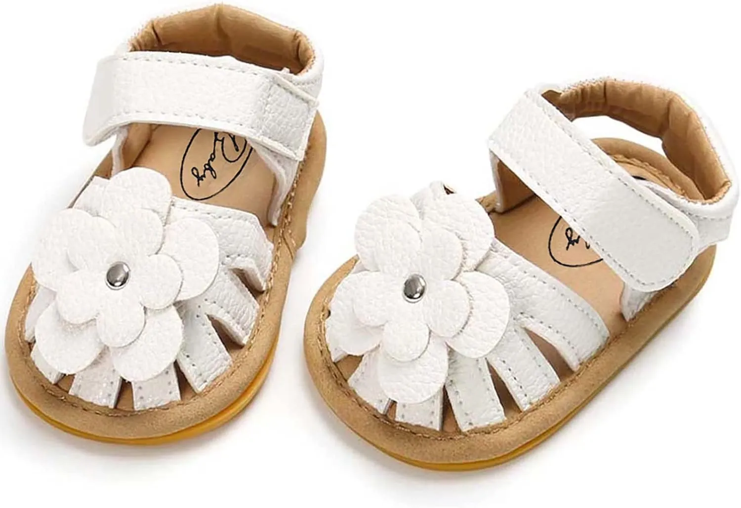 Infant Baby Girl PU Leather Flowers Sandals Soft Closed Toe Summer Princess Dress Shoes Toddler Prewalker Flats