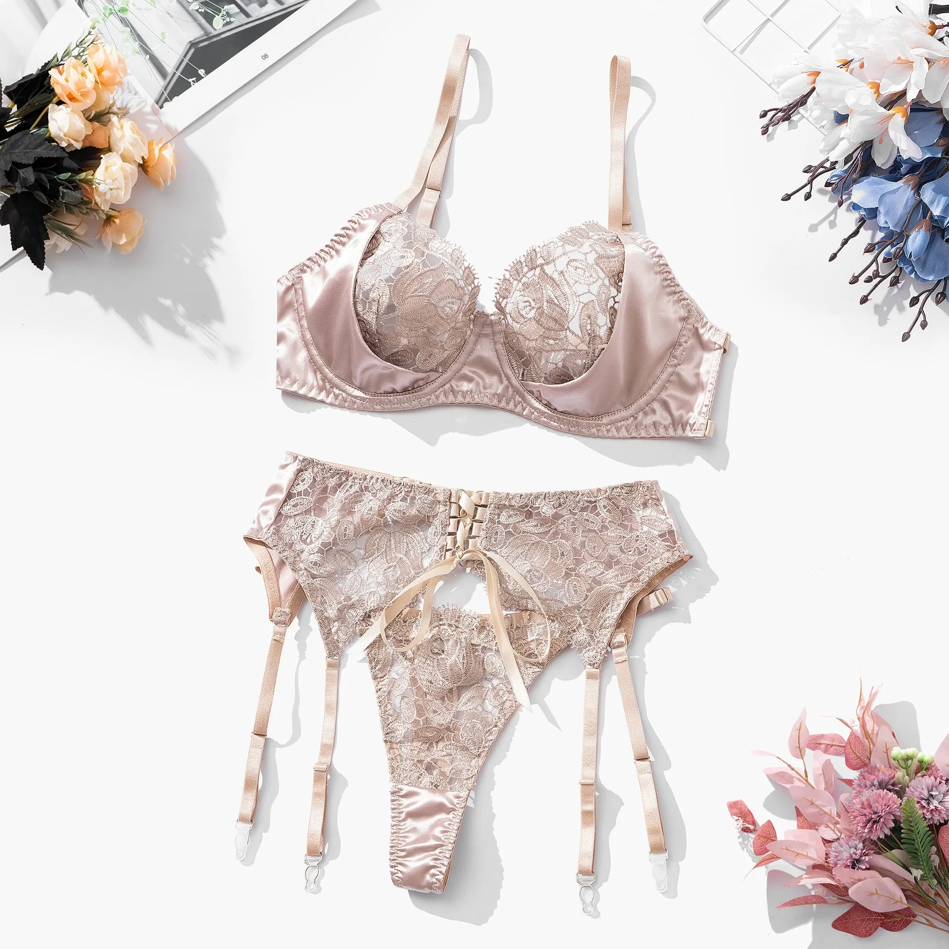 Iridescent Elegance Lace Lingerie Set