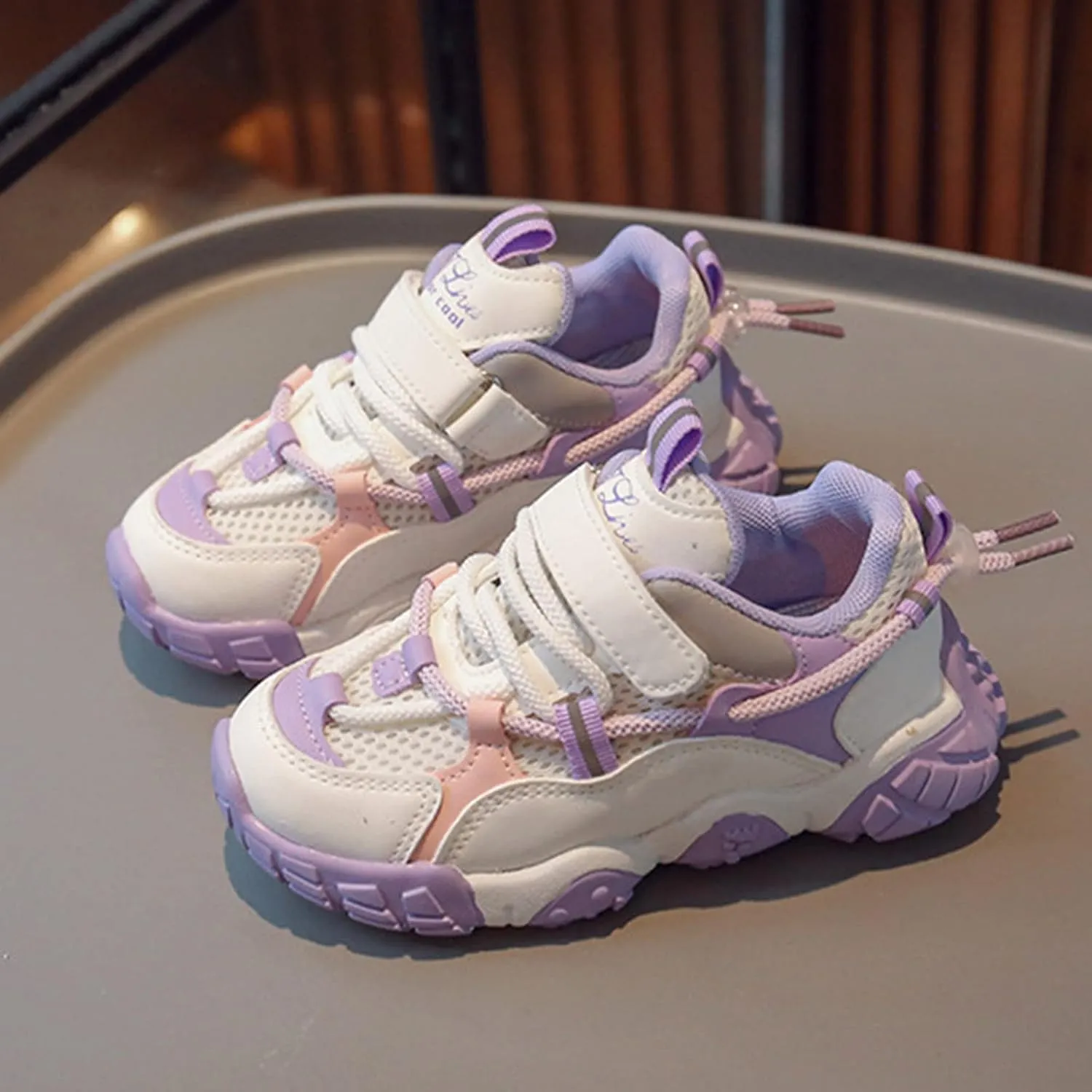 Kids Fashion Sneaker Athletic Running Shoe with One Strap Toddler Girls Spring Sketchbook Lace Up Casual Sneakers