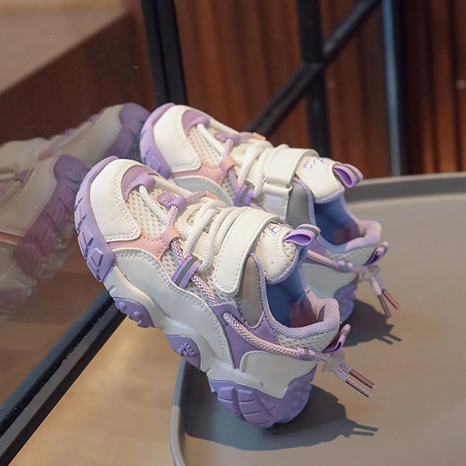 Kids Fashion Sneaker Athletic Running Shoe with One Strap Toddler Girls Spring Sketchbook Lace Up Casual Sneakers