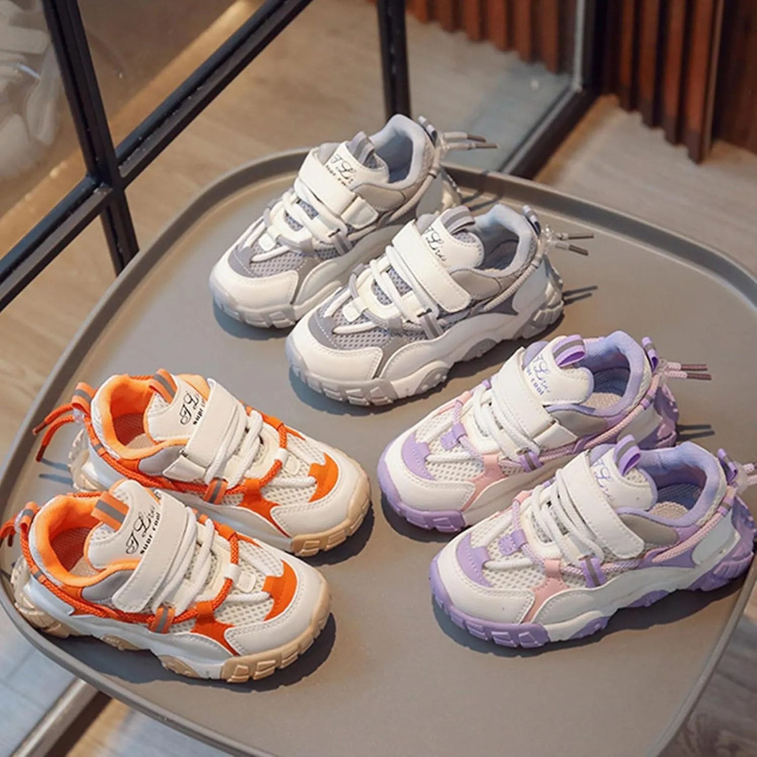Kids Fashion Sneaker Athletic Running Shoe with One Strap Toddler Girls Spring Sketchbook Lace Up Casual Sneakers