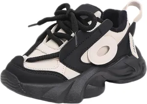 Kids Girls Chunky Sneakers Lace-up Soft Thick Sole Comfortable Lightweight Casual Fashion Tennis Shoes for Hiking