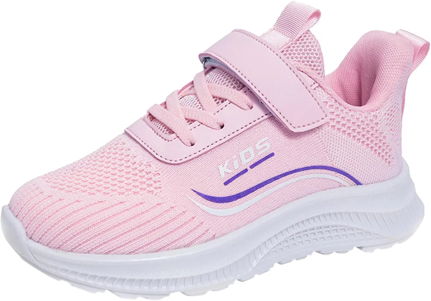 Kids Running Shoes Lightweight Breathable Adjustable Strap Elastic Soft Sole Anti Slip Fashion Athletic Shoes