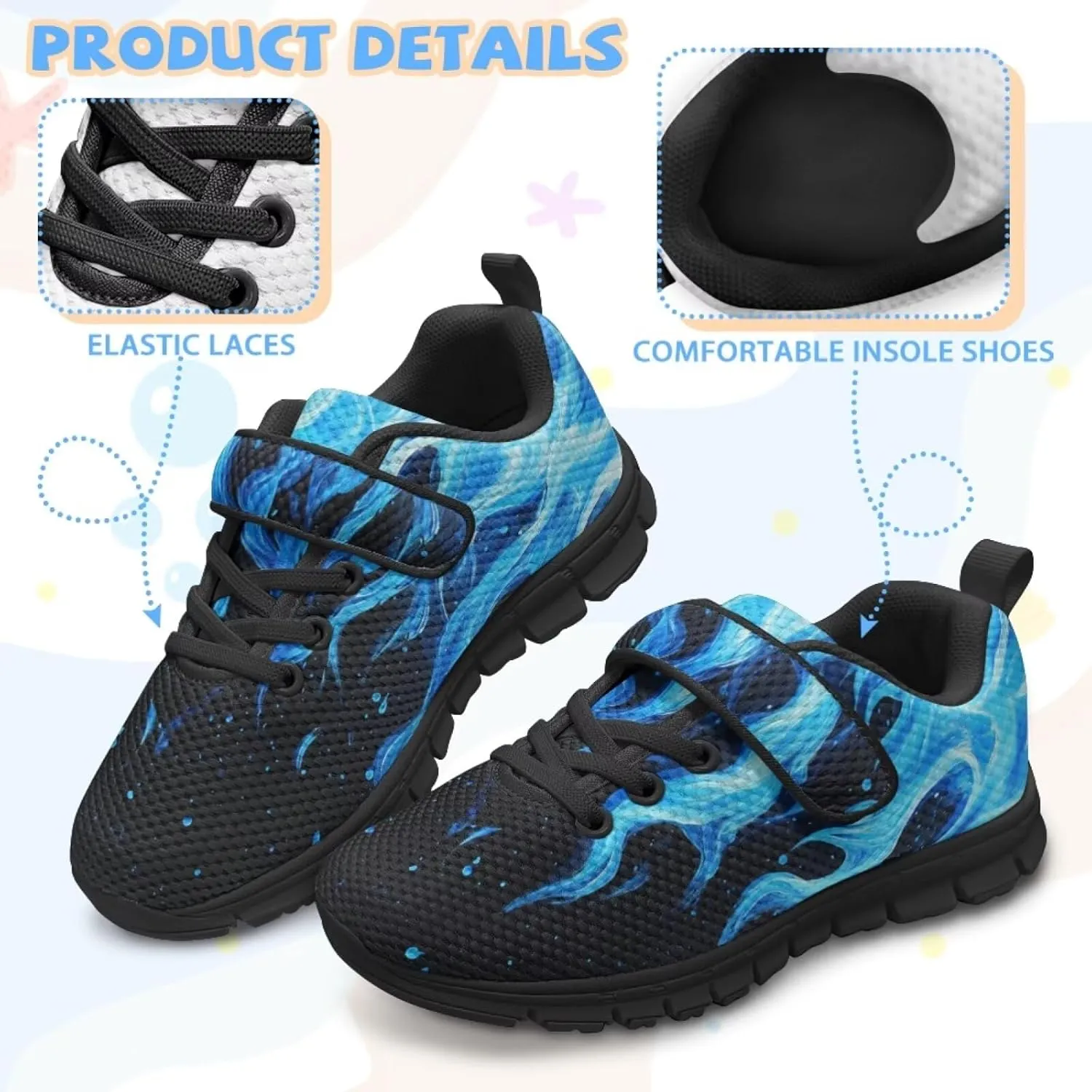 Kids Shoes for Boys Breathable Lightweight Slip on Low Top Sneakers Breathable Mesh Athletic Casual Shoes