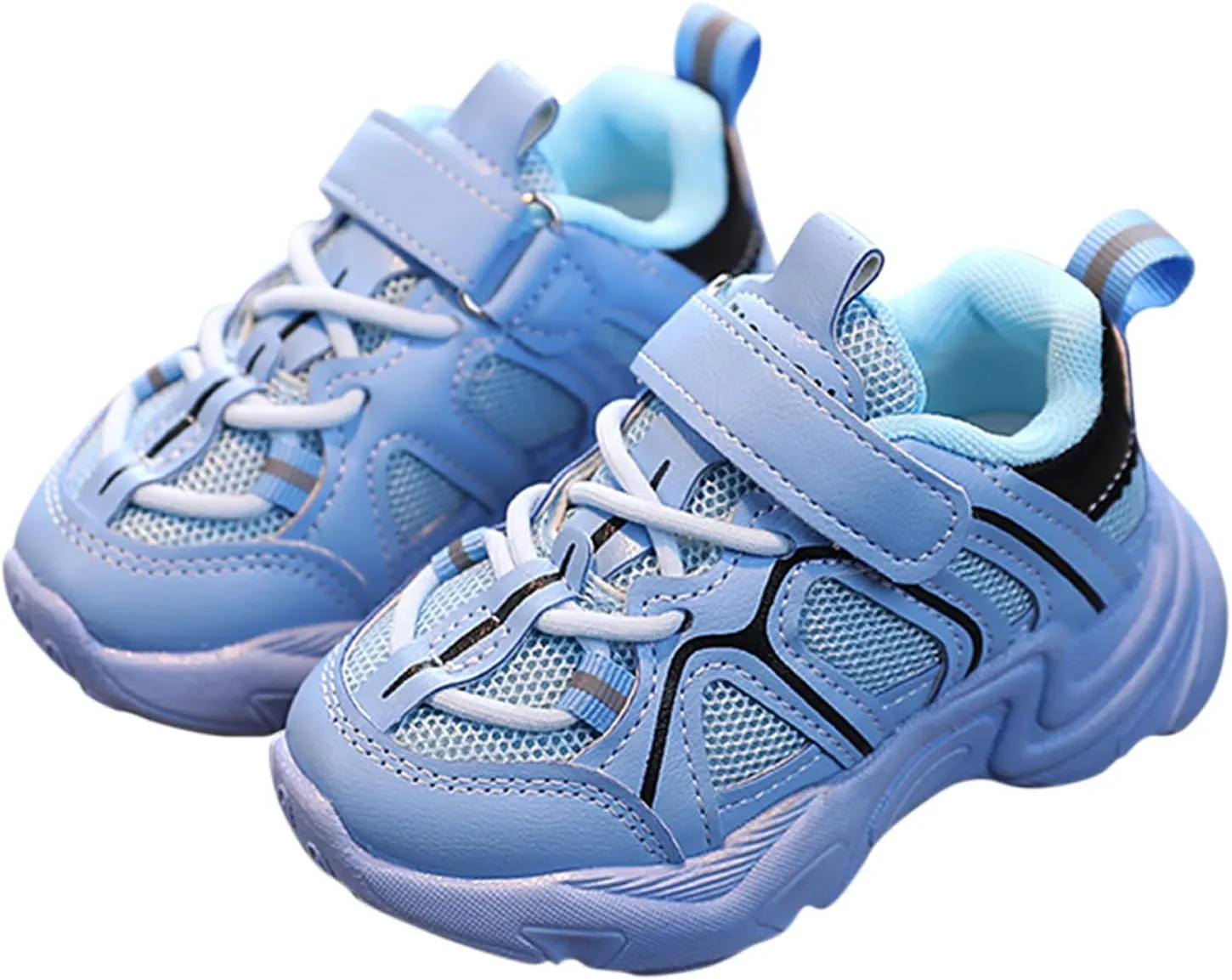 Kids Sneaker with Adjustable Strap, Comfort Support School Running Sport Shoes for Boys Girls Mesh Slip Boots Boys