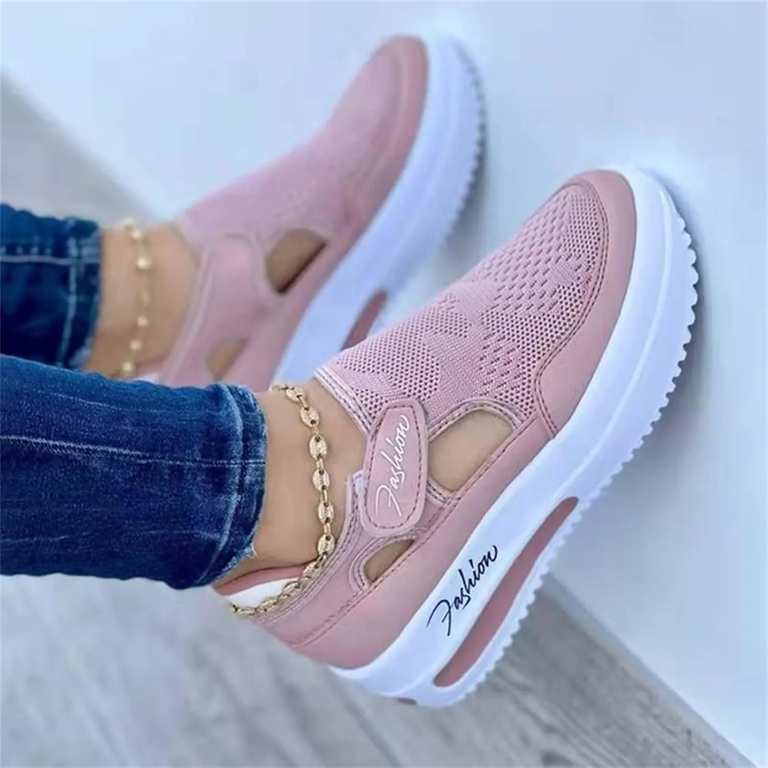 Lausiuoe Sneakers For Women Slip On Arch Support Walking Shoes Non Slip Fashion Casual Comfort Gym Sports Running Shoes
