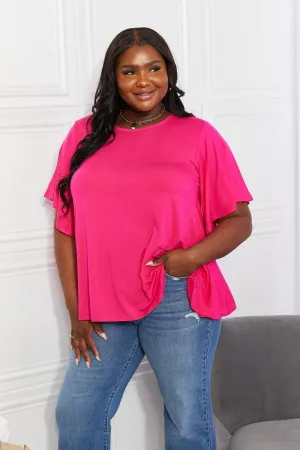 Lighten Your Day Hot Pink Plus Size Flutter Sleeve Top