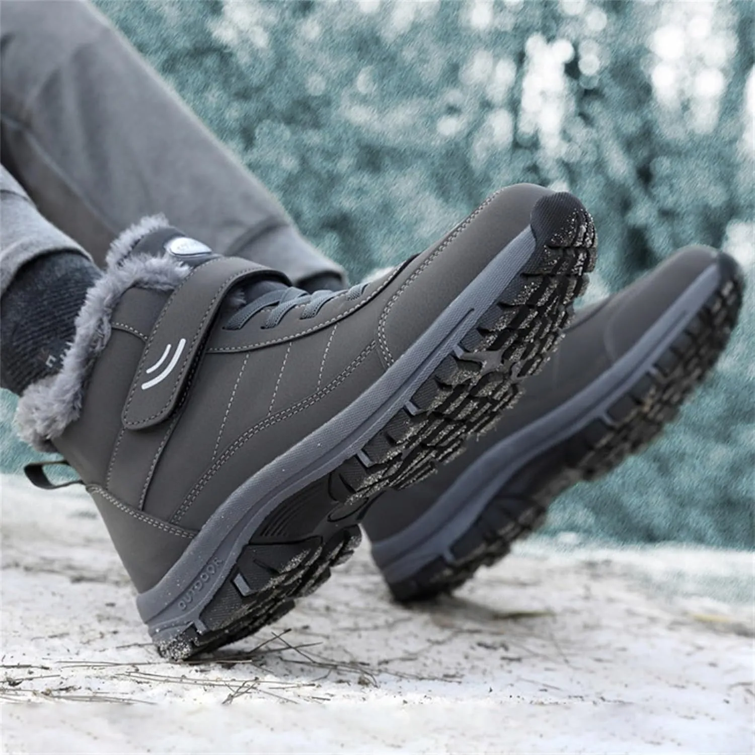 Men Work Boots Soft Toe Hiking Sneakers with Warm Fur Lining Womens Workout Shoes Slip Resistant Waterproof Outdoor Work Botas Lightweight Hike Grounded Footwear