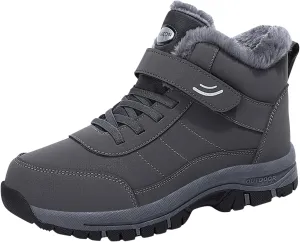 Men Work Boots Soft Toe Hiking Sneakers with Warm Fur Lining Womens Workout Shoes Slip Resistant Waterproof Outdoor Work Botas Lightweight Hike Grounded Footwear