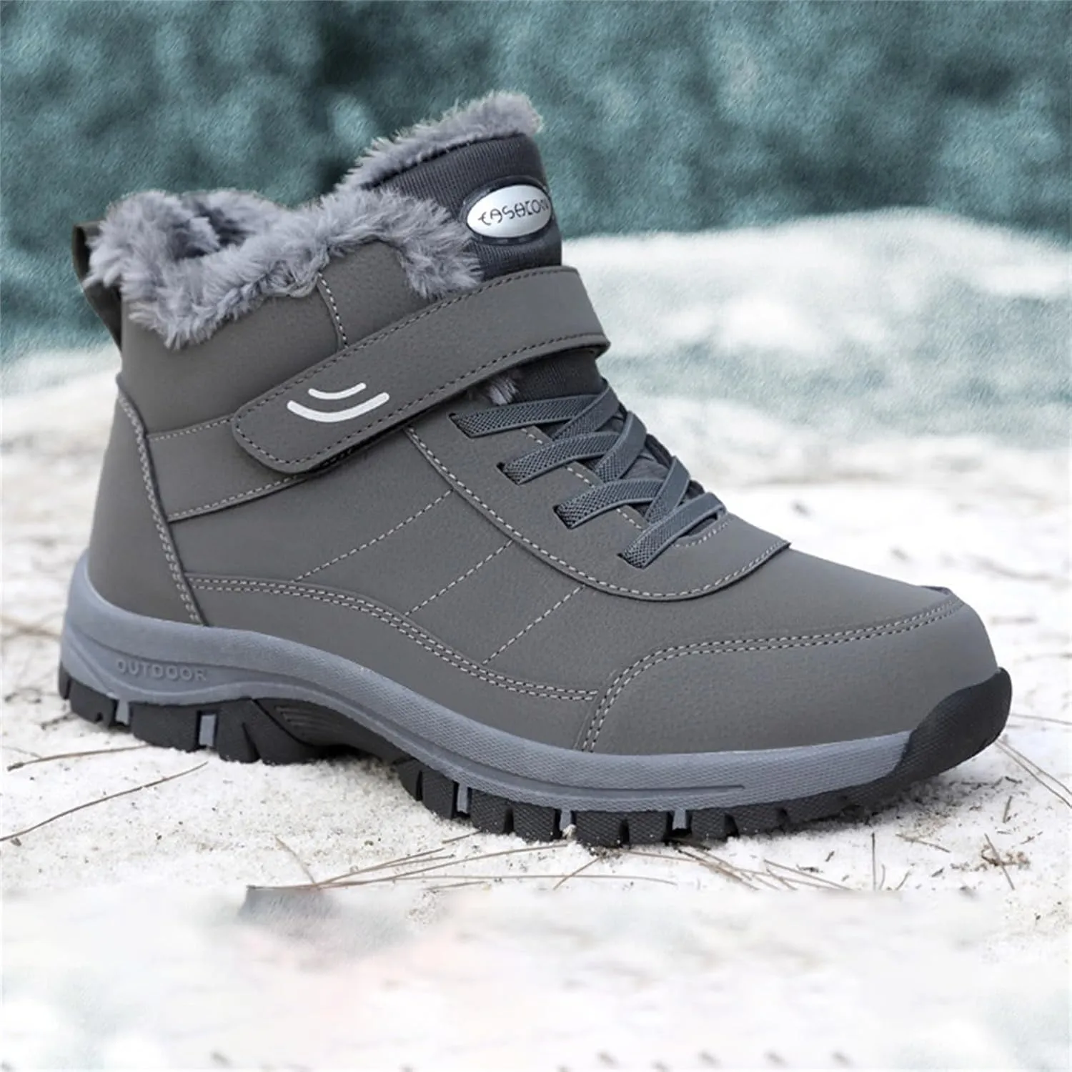 Men Work Boots Soft Toe Hiking Sneakers with Warm Fur Lining Womens Workout Shoes Slip Resistant Waterproof Outdoor Work Botas Lightweight Hike Grounded Footwear