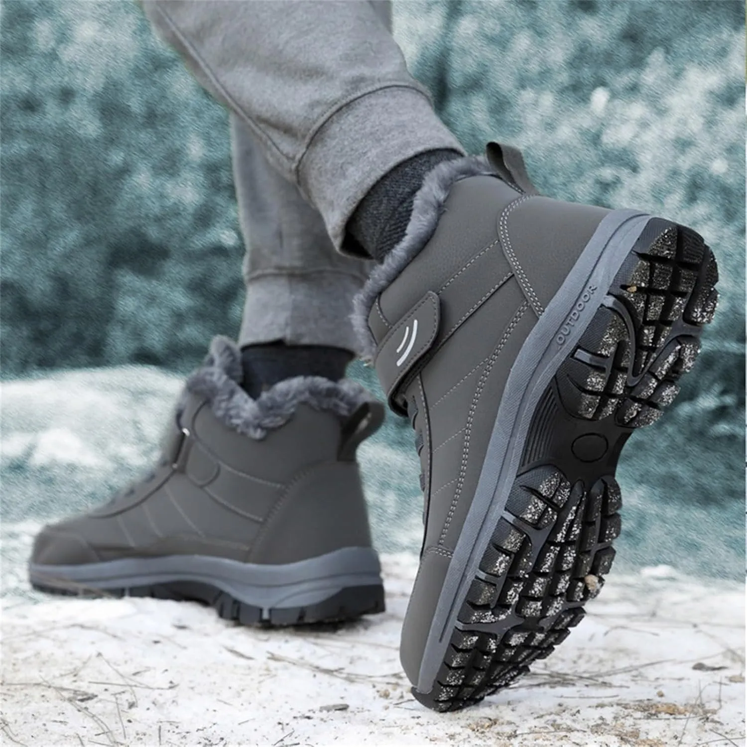 Men Work Boots Soft Toe Hiking Sneakers with Warm Fur Lining Womens Workout Shoes Slip Resistant Waterproof Outdoor Work Botas Lightweight Hike Grounded Footwear