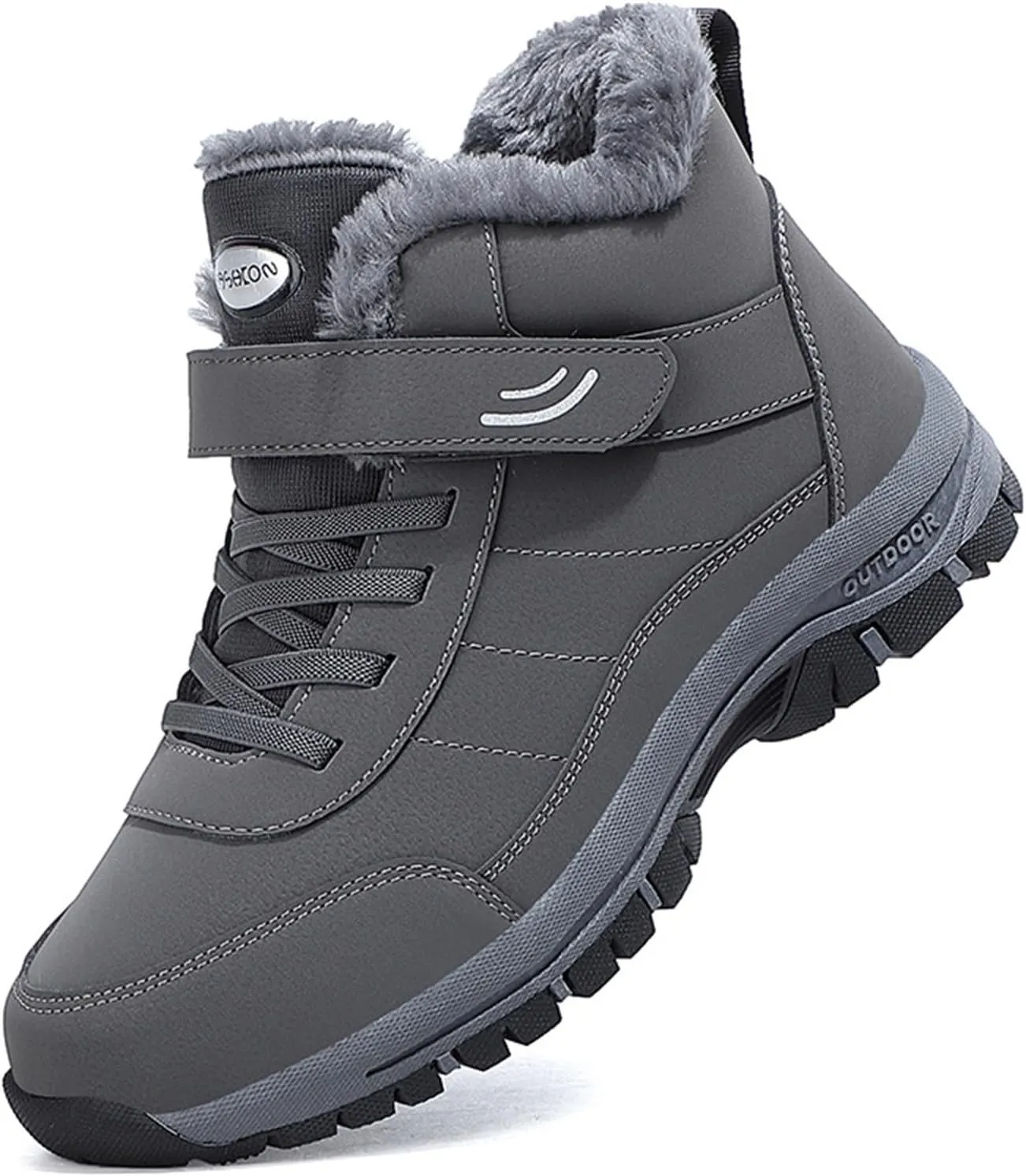 Men Work Boots Soft Toe Hiking Sneakers with Warm Fur Lining Womens Workout Shoes Slip Resistant Waterproof Outdoor Work Botas Lightweight Hike Grounded Footwear
