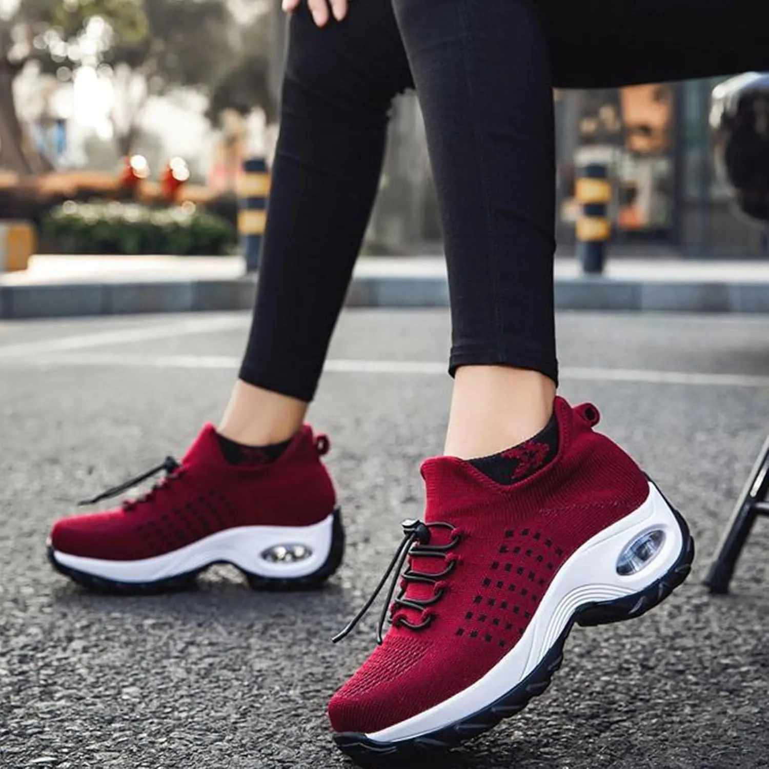 Orthopedic Sneakers for Women Men Comfortable Breathable Walking Shoes,Soft Damping Air Cushion Footwear Anti-Skid Waterproof Soles Sneakers,Elastic Strap Running Shoes Unisex with Arch Support