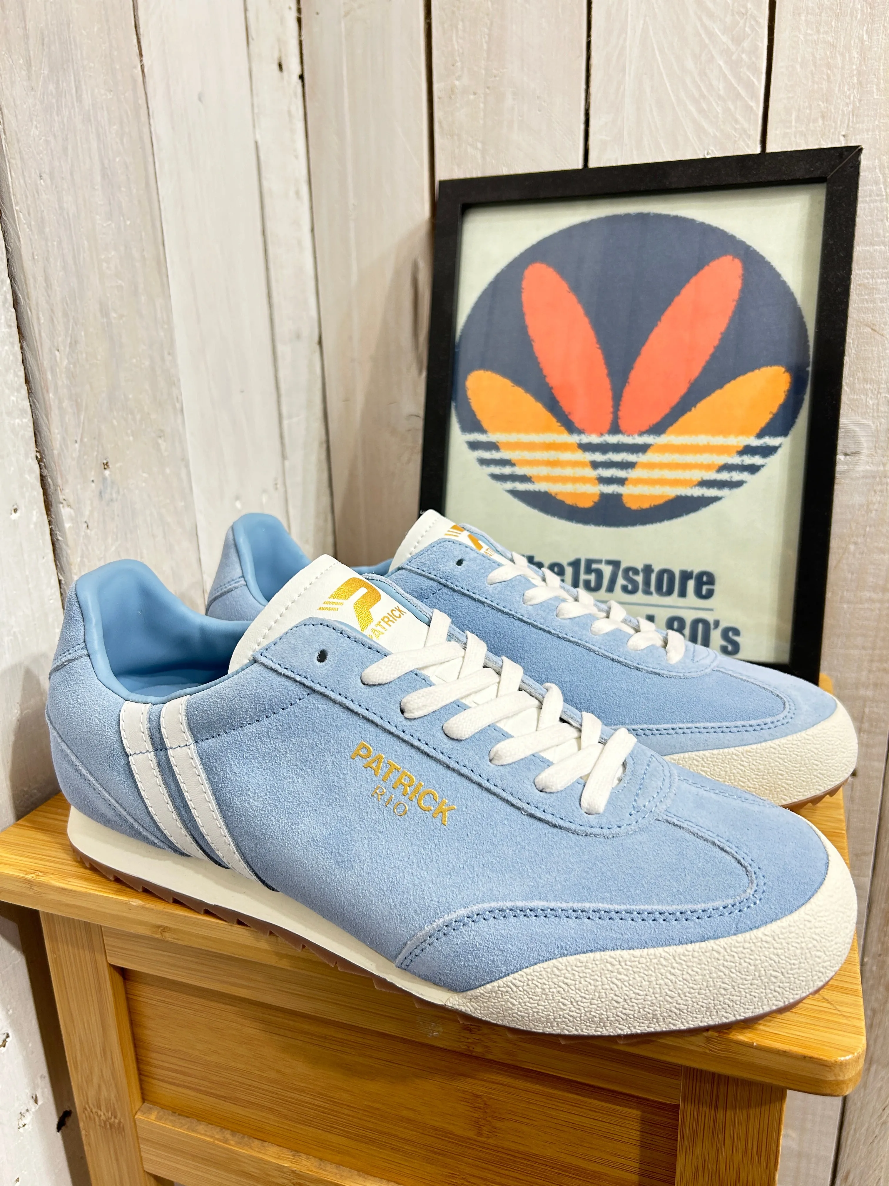 Patrick Rio Suede Trainers - Sky Blue / White