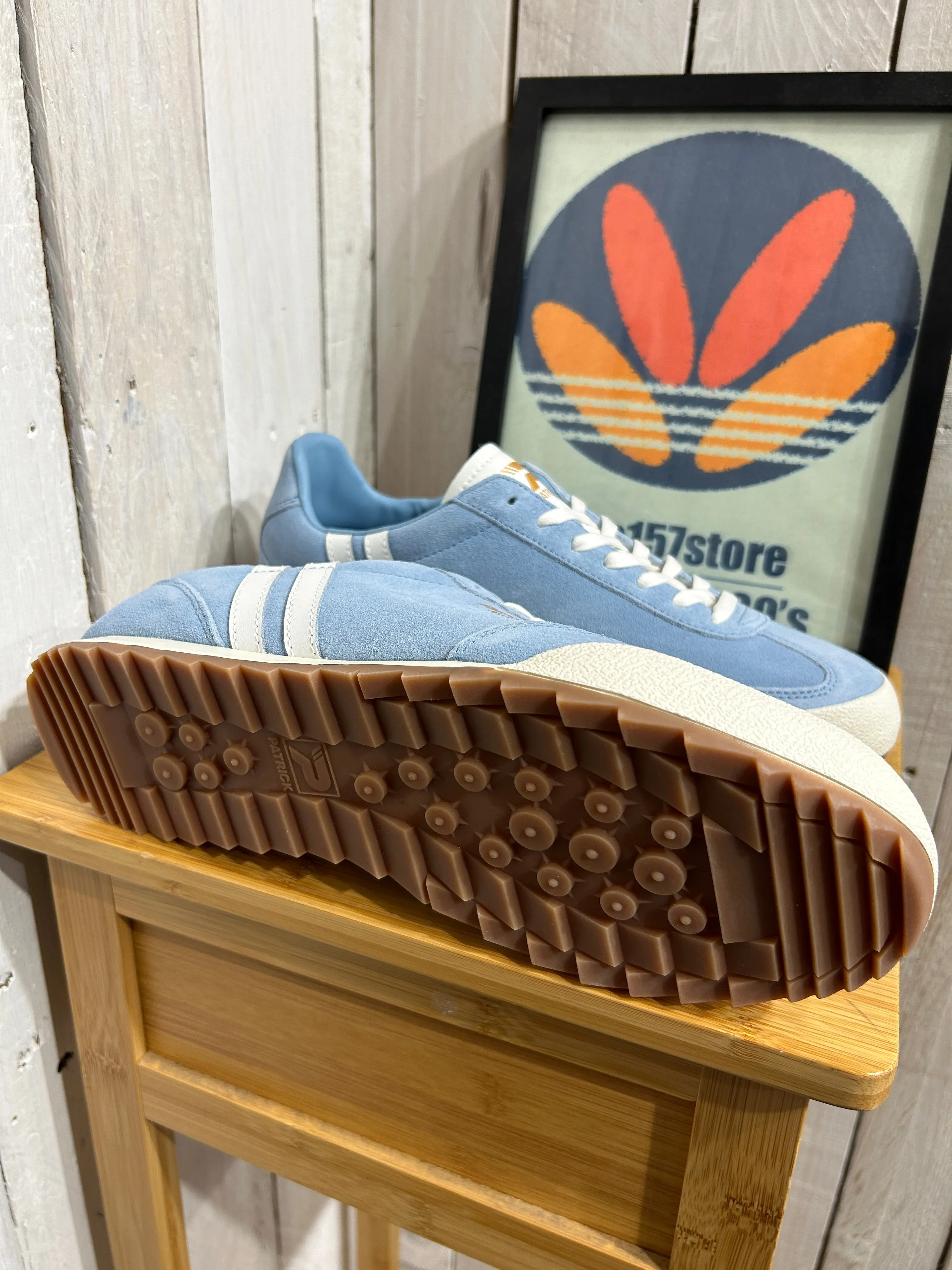 Patrick Rio Suede Trainers - Sky Blue / White