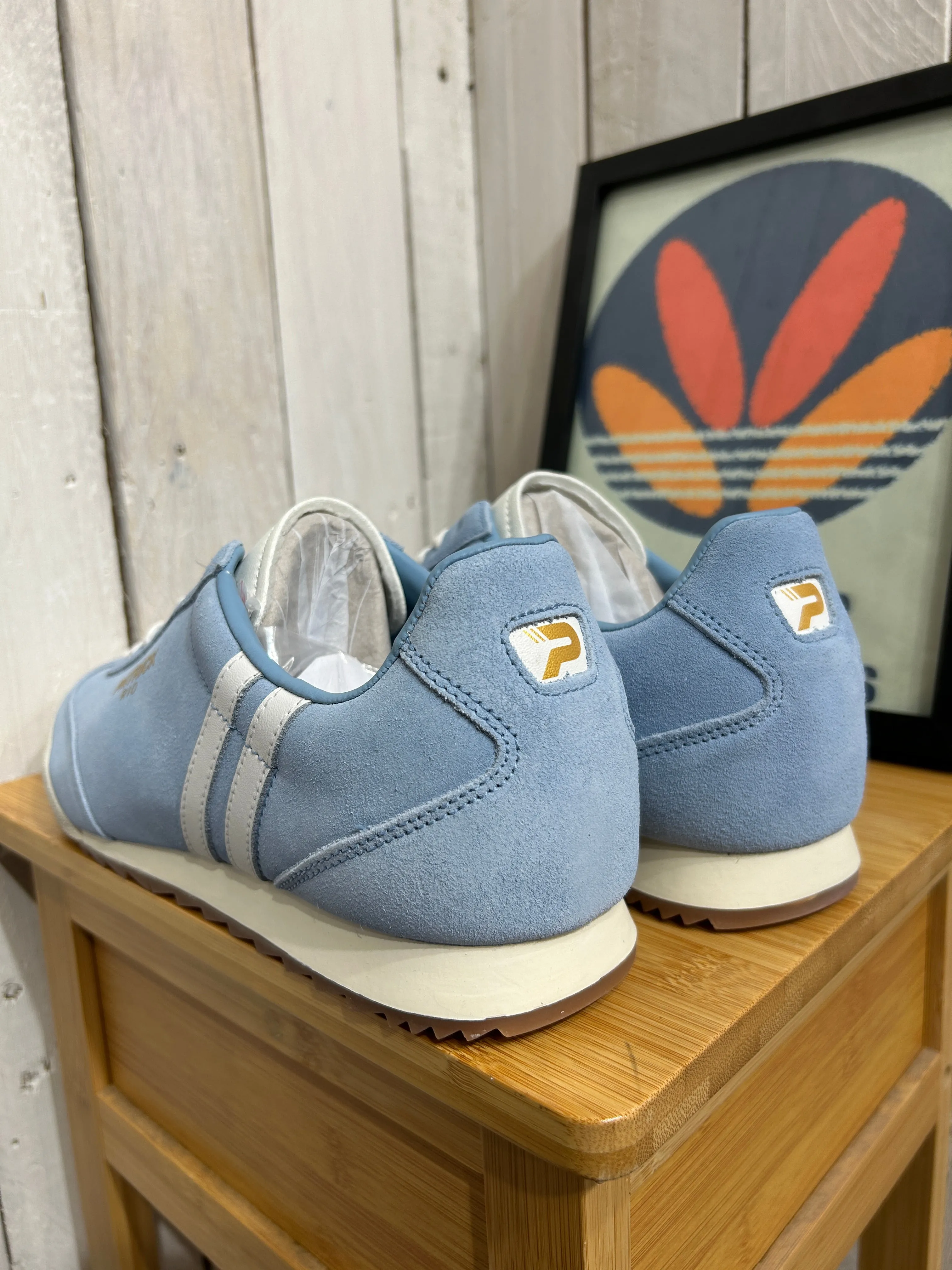 Patrick Rio Suede Trainers - Sky Blue / White