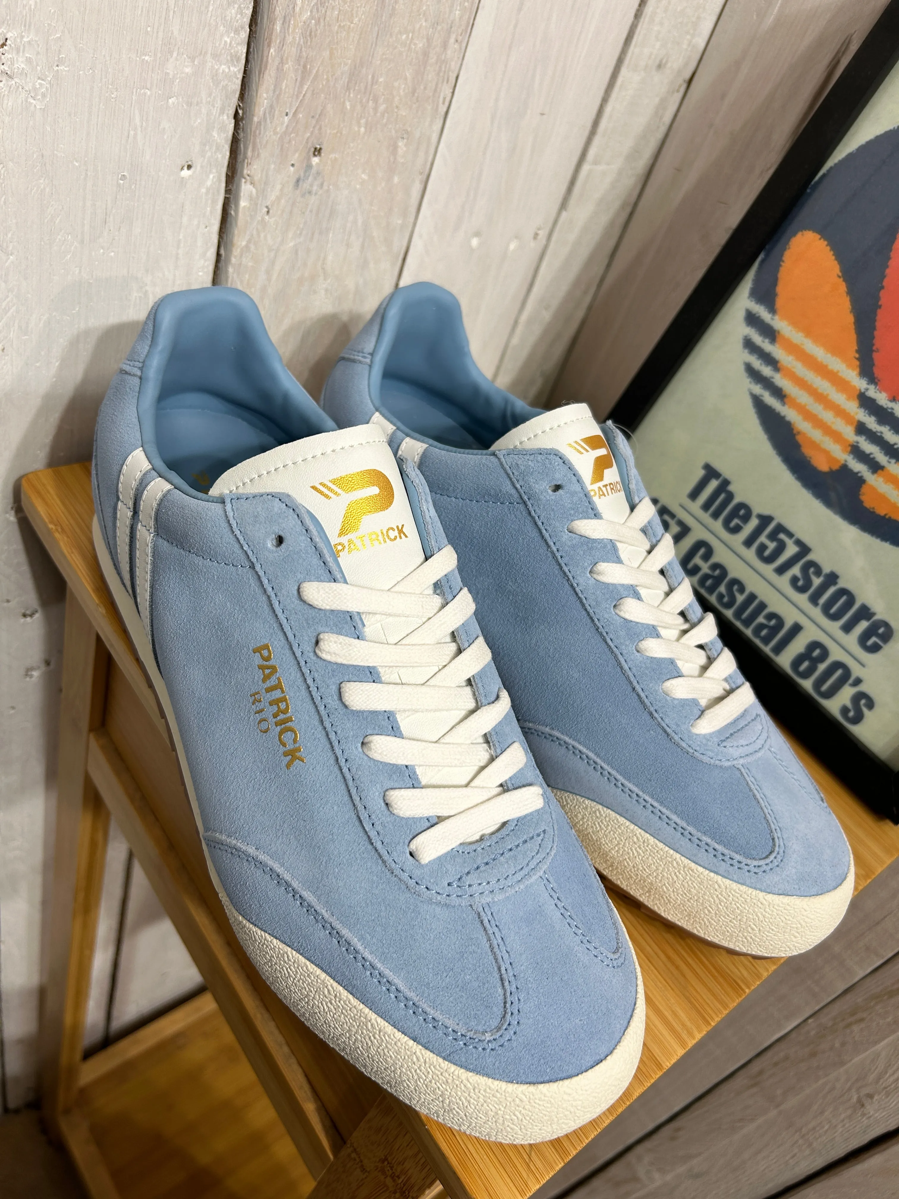 Patrick Rio Suede Trainers - Sky Blue / White