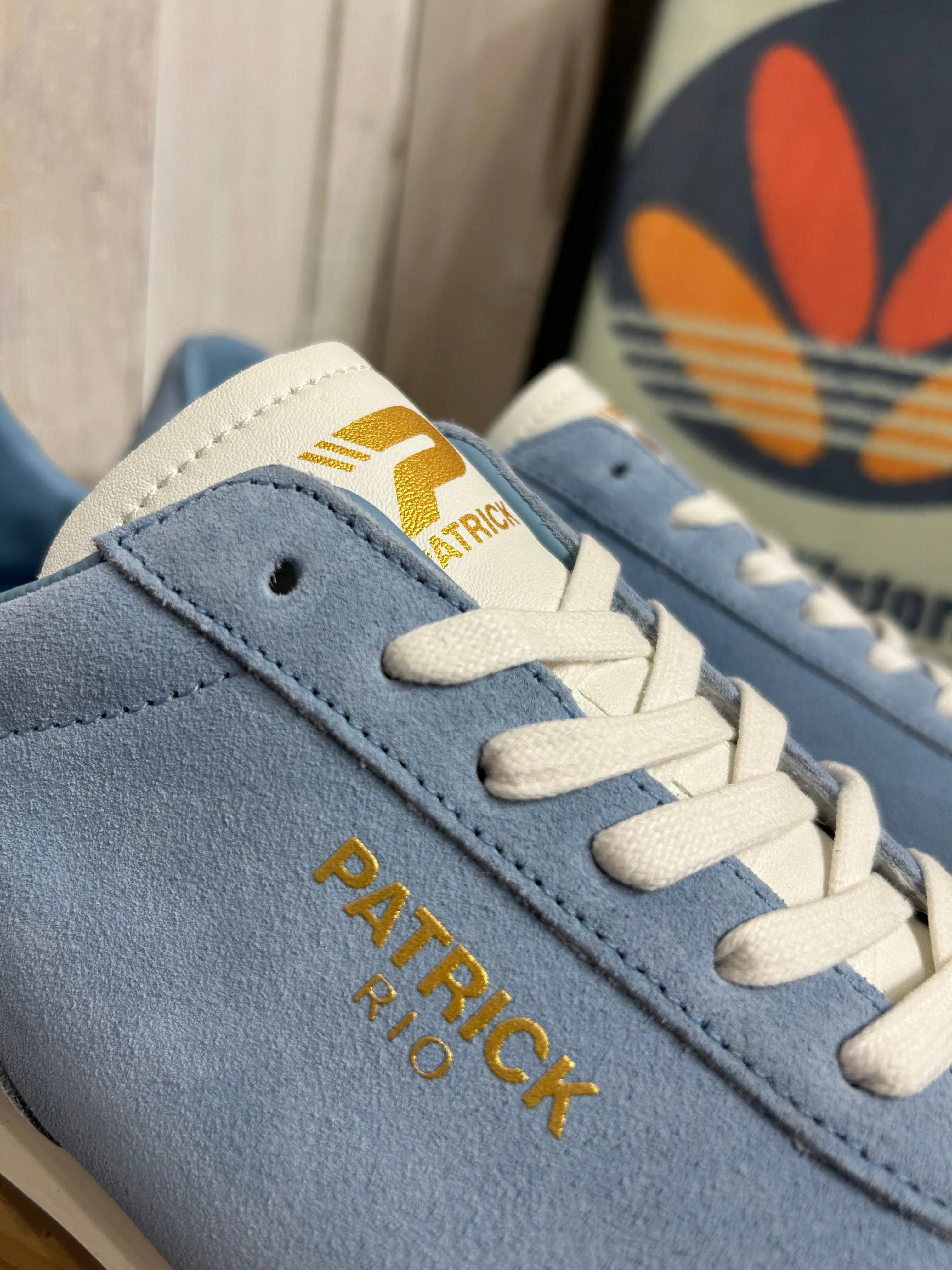 Patrick Rio Suede Trainers - Sky Blue / White