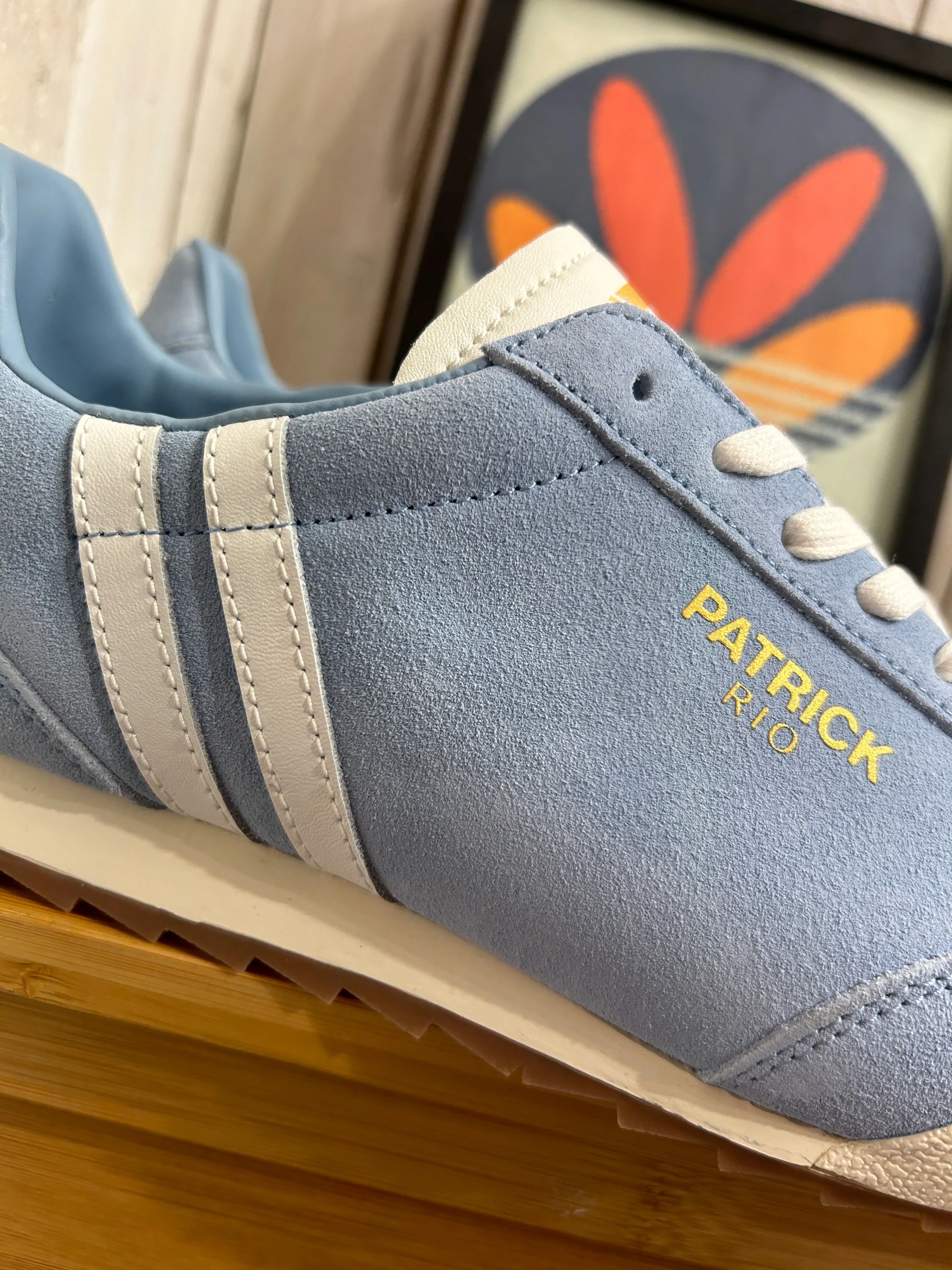 Patrick Rio Suede Trainers - Sky Blue / White