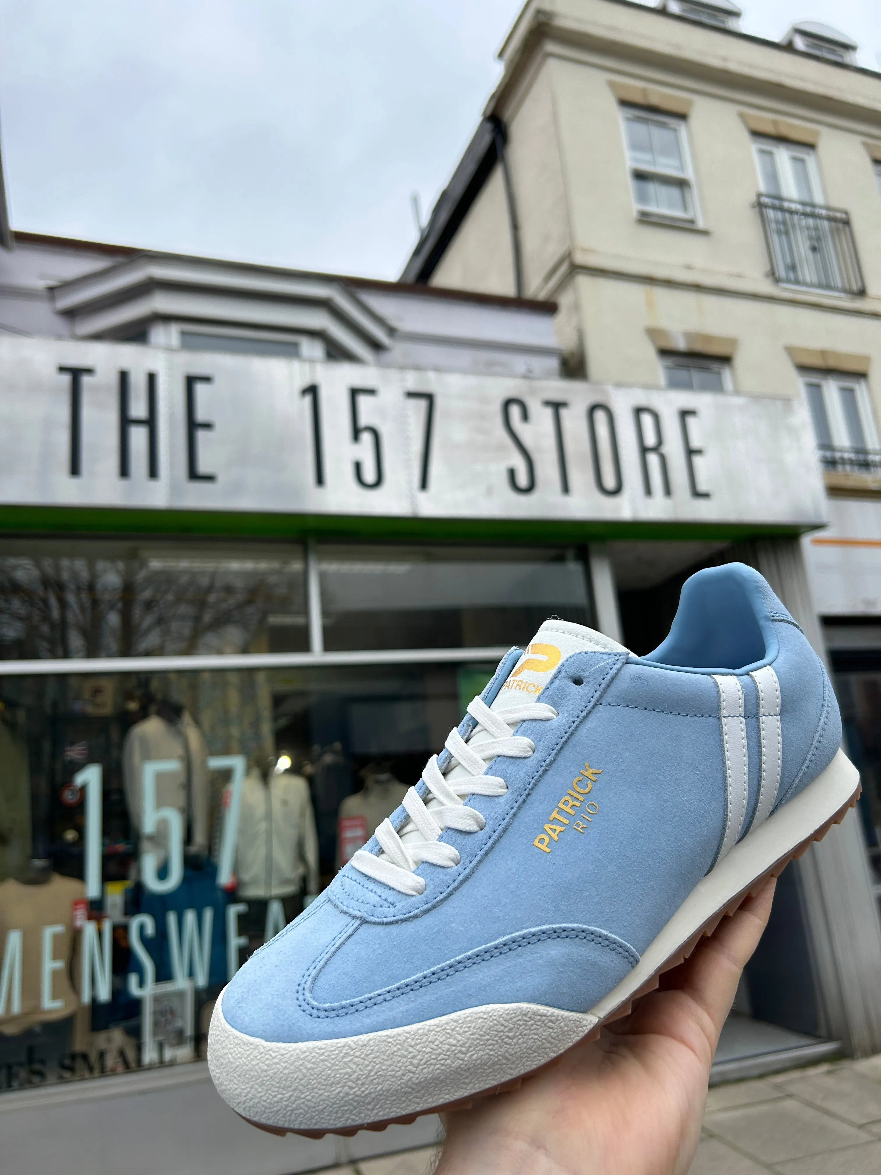 Patrick Rio Suede Trainers - Sky Blue / White