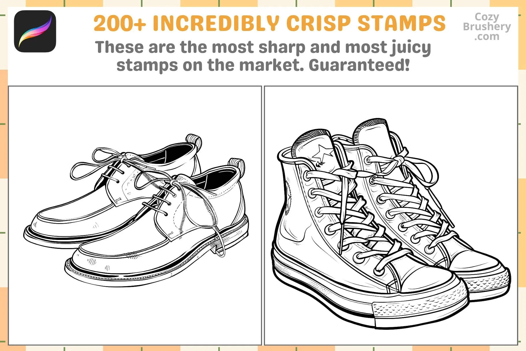 Procreate Stamps: Sneaker Studio Pack, 200  Stylish Shoe Stamps for Fashion-Forward Art, Procreate Brushes
