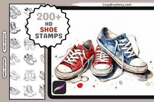 Procreate Stamps: Sneaker Studio Pack, 200  Stylish Shoe Stamps for Fashion-Forward Art, Procreate Brushes