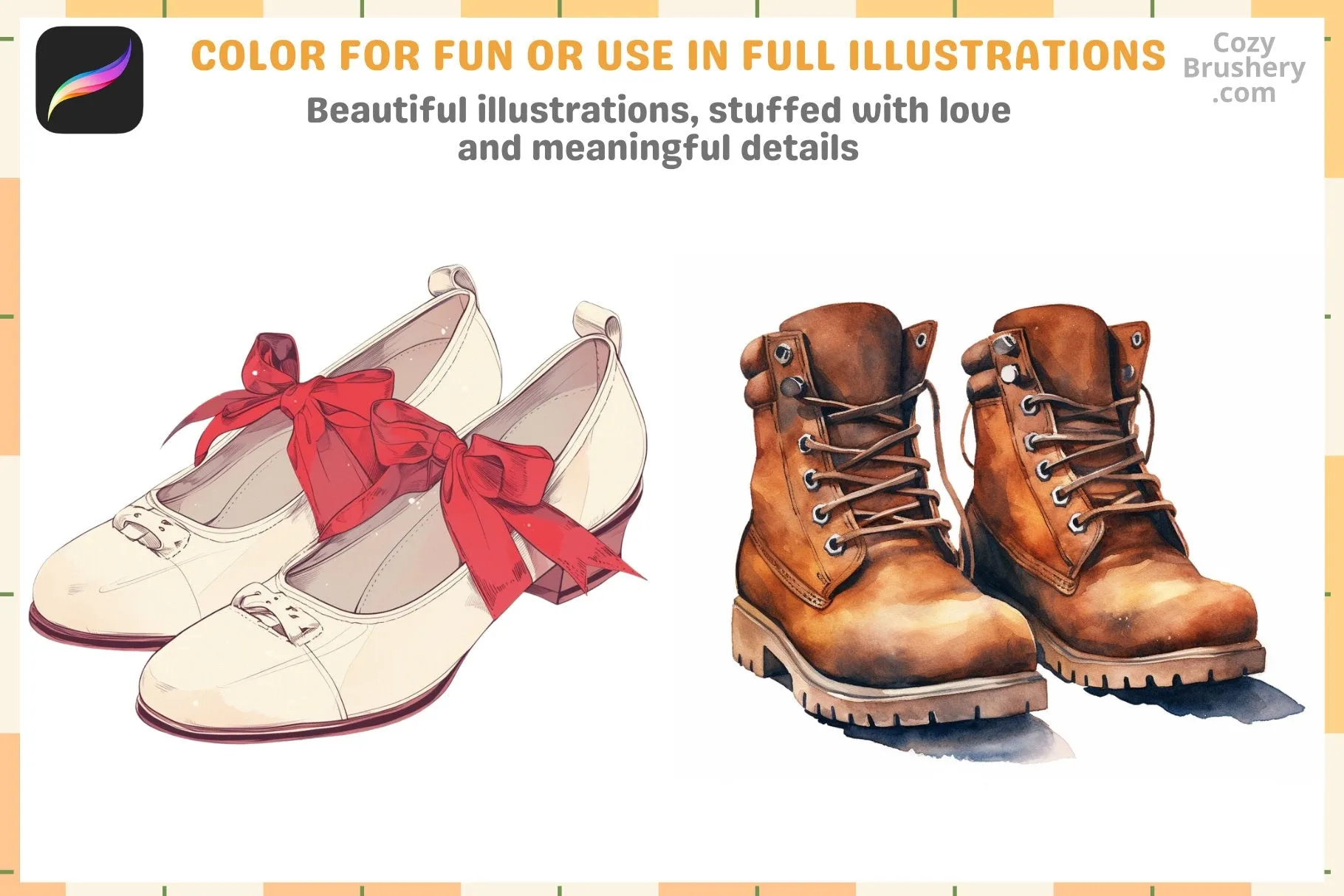 Procreate Stamps: Sneaker Studio Pack, 200  Stylish Shoe Stamps for Fashion-Forward Art, Procreate Brushes