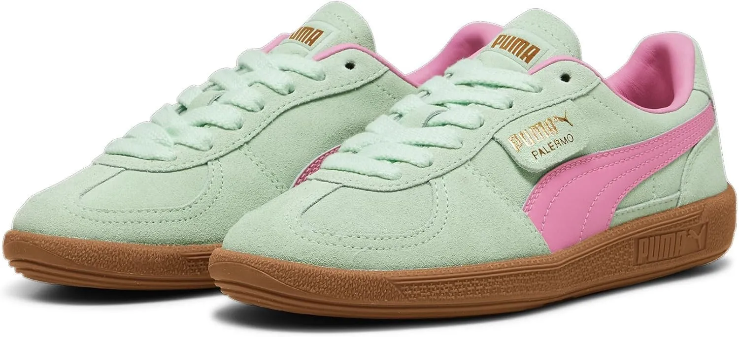 PUMA Kids Palermo Sneakers for Kids  Leather and Suede Upper  T-Toe Construction  Rubber Outsole