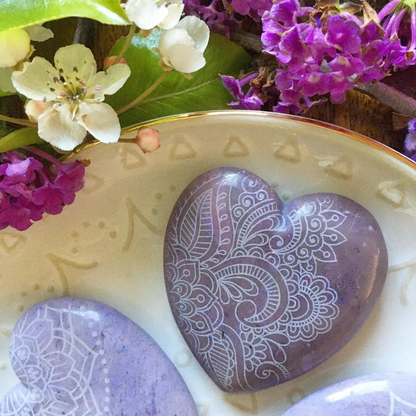 RARE Lavender Jade Hearts and Pocketstones