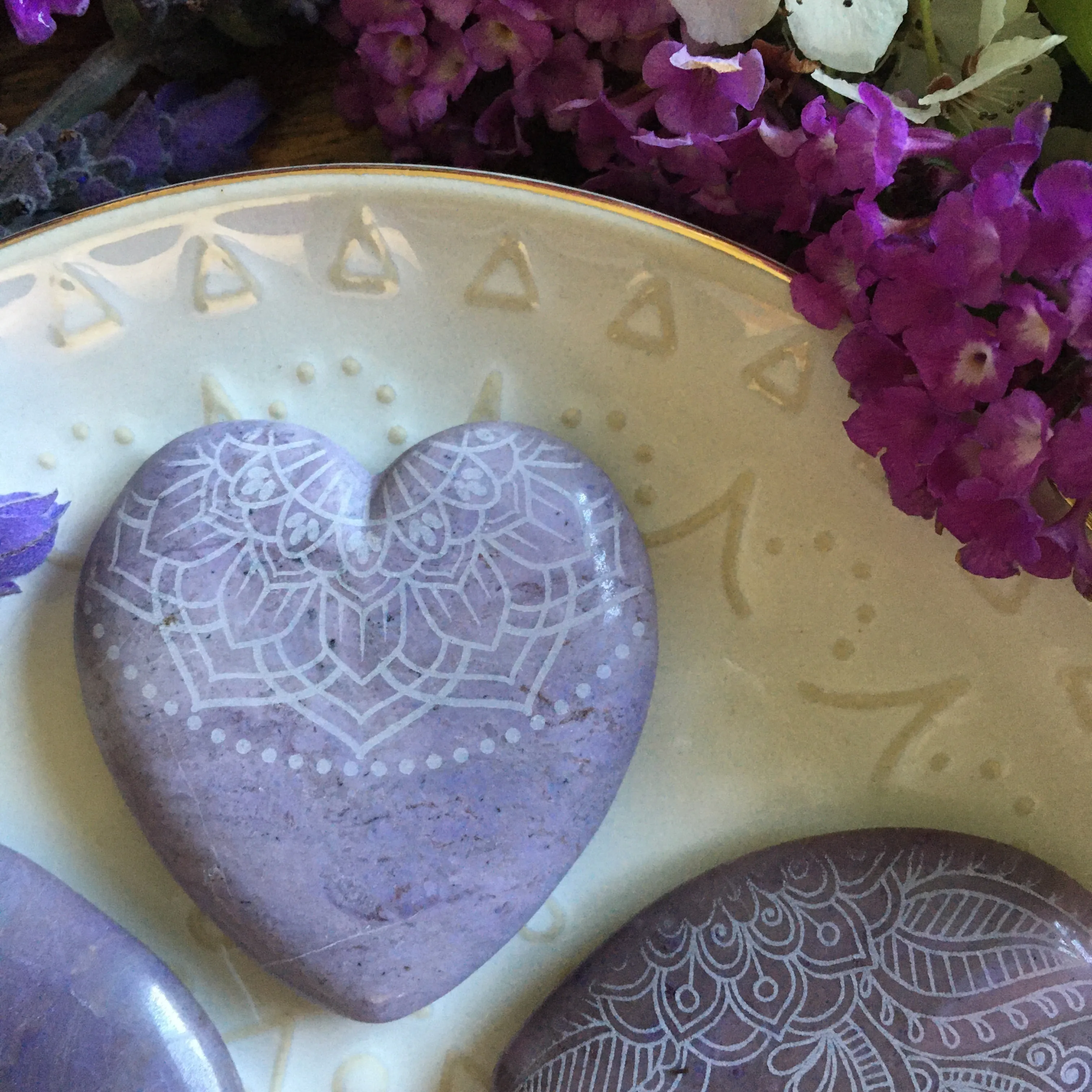 RARE Lavender Jade Hearts and Pocketstones