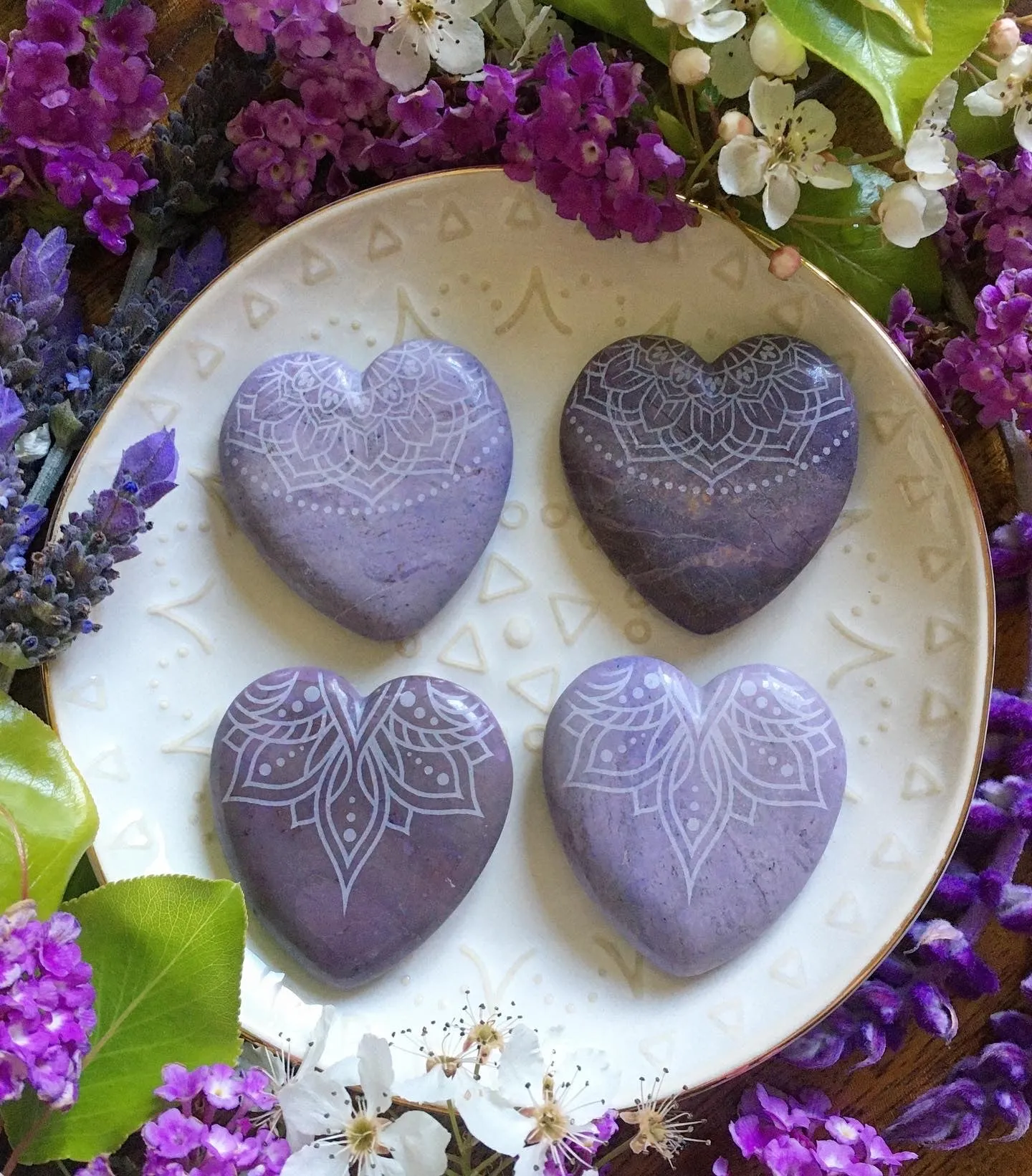 RARE Lavender Jade Hearts and Pocketstones