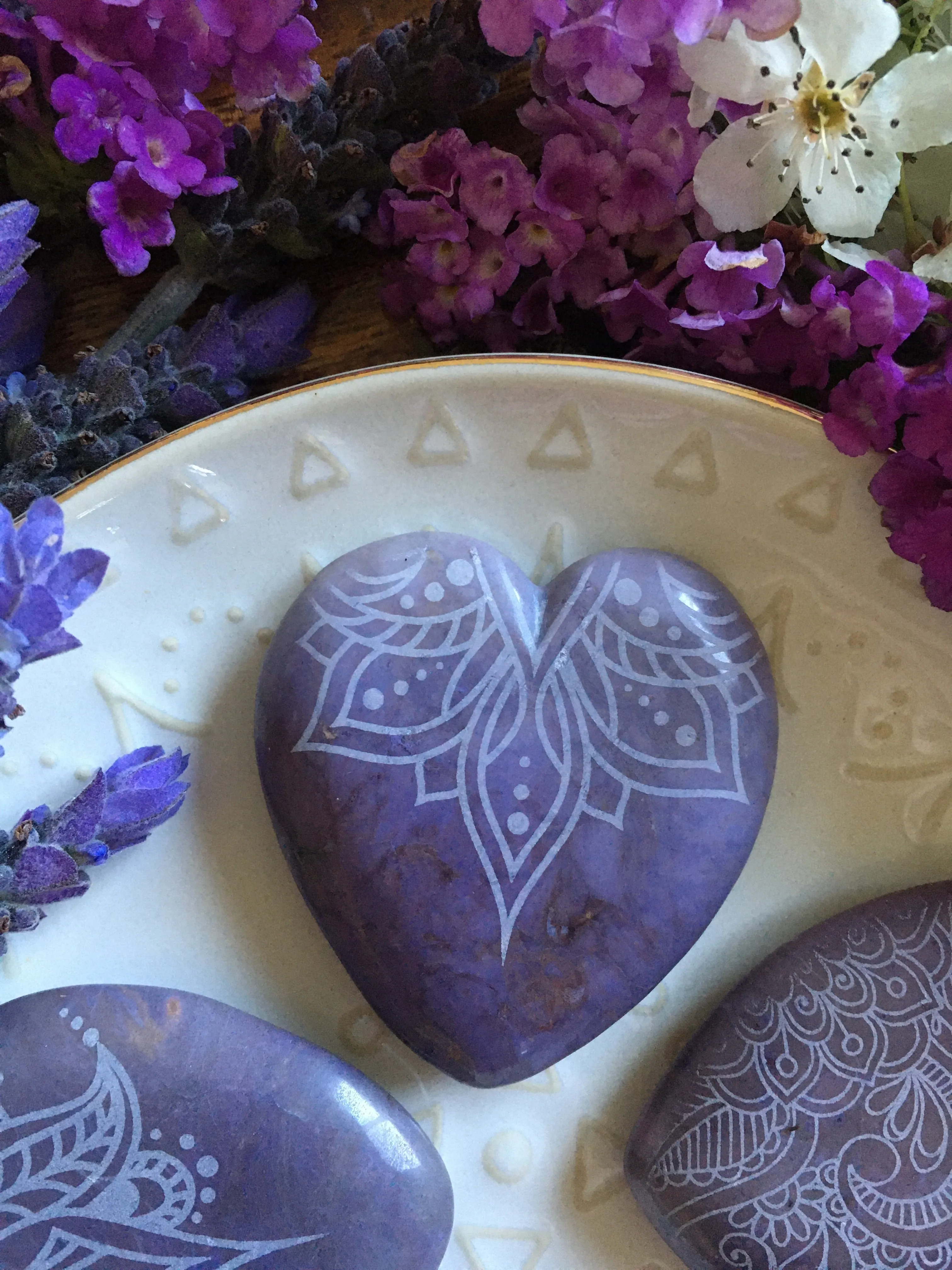 RARE Lavender Jade Hearts and Pocketstones