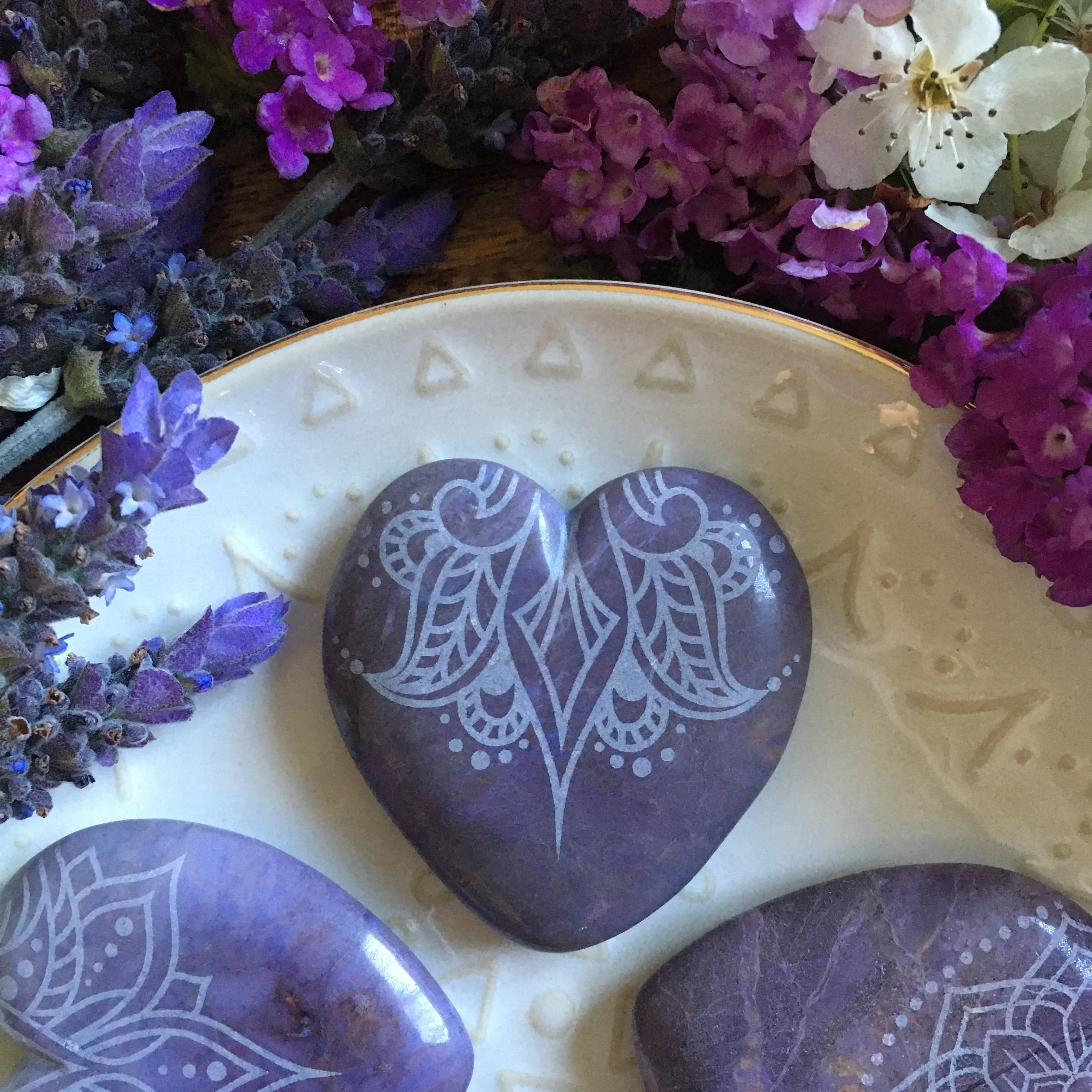 RARE Lavender Jade Hearts and Pocketstones