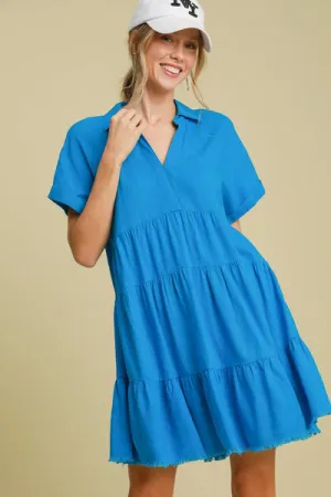 Raw Hem Folded Sleeve Tiered Dress Plus Size