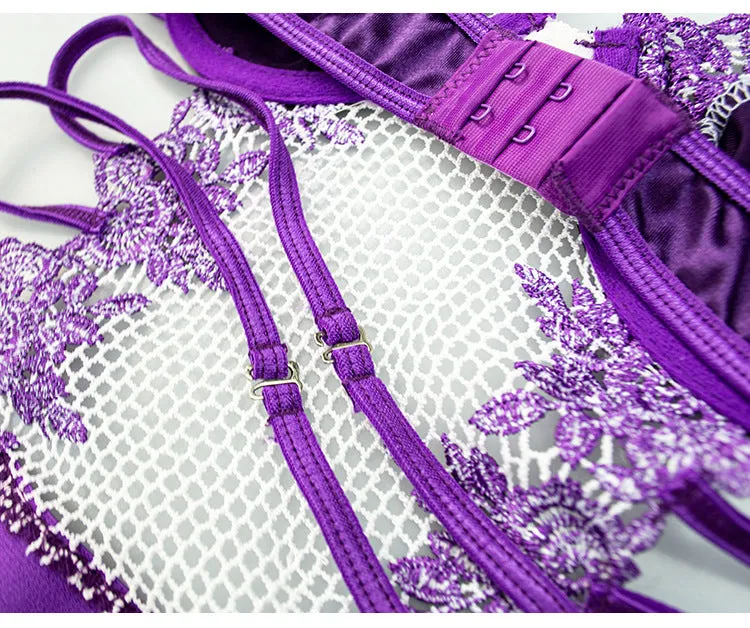 Regal Purple Satin Cutout Lingerie Set