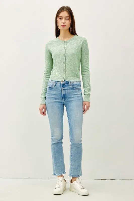 Remi Long Sleeve Button Down Cardigan Green