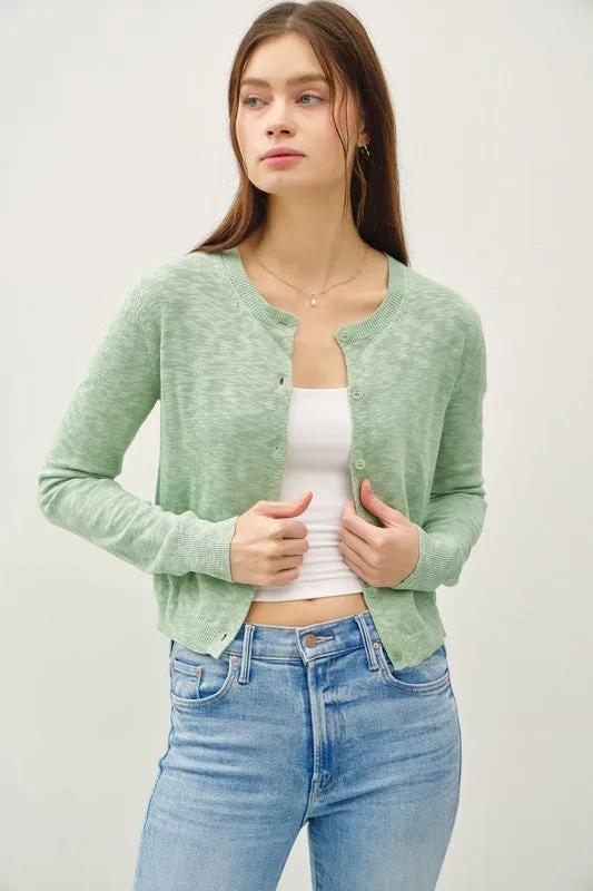Remi Long Sleeve Button Down Cardigan Green