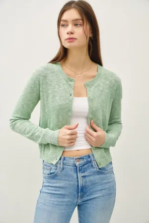 Remi Long Sleeve Button Down Cardigan Green